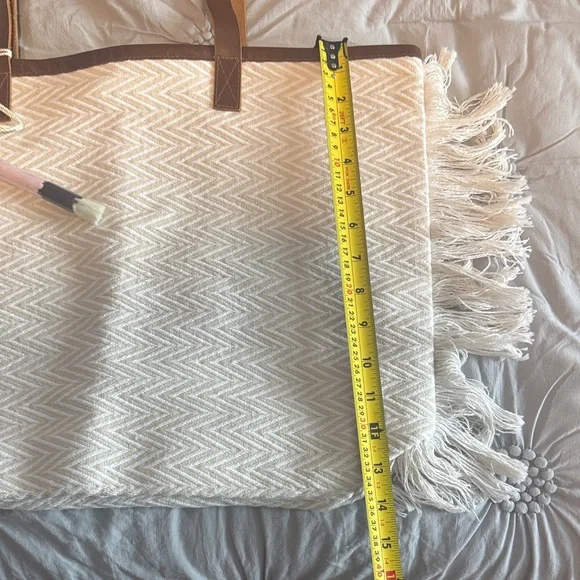 Stylish Cream and Brown Tote Bag - Picture 3 of 5